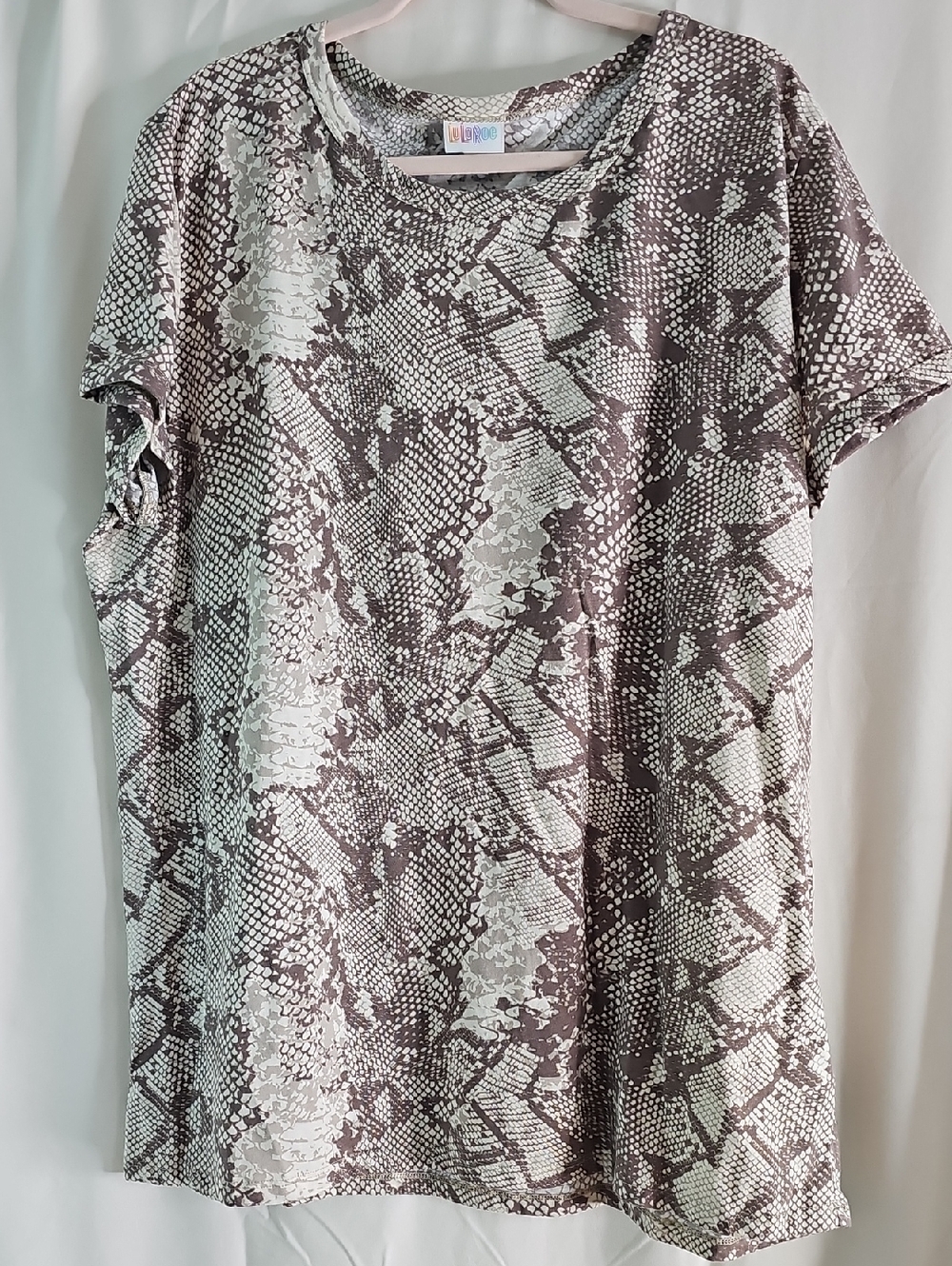 LuLaRoe Short Sleeve Snake Print Tunic - Tan and Brown